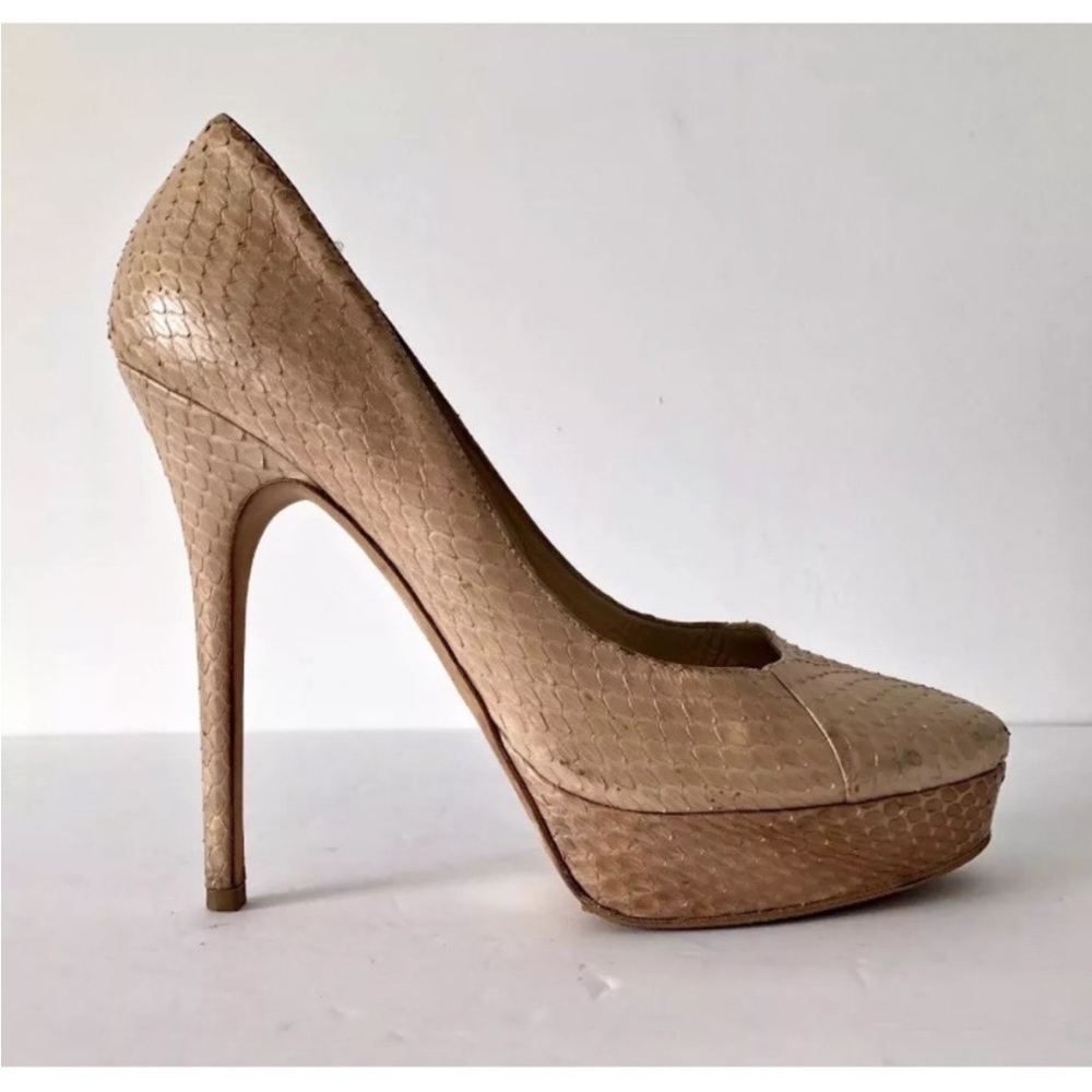 JIMMY CHOO ALEX SNAKE EMBOSSED LEATHER PUMPS